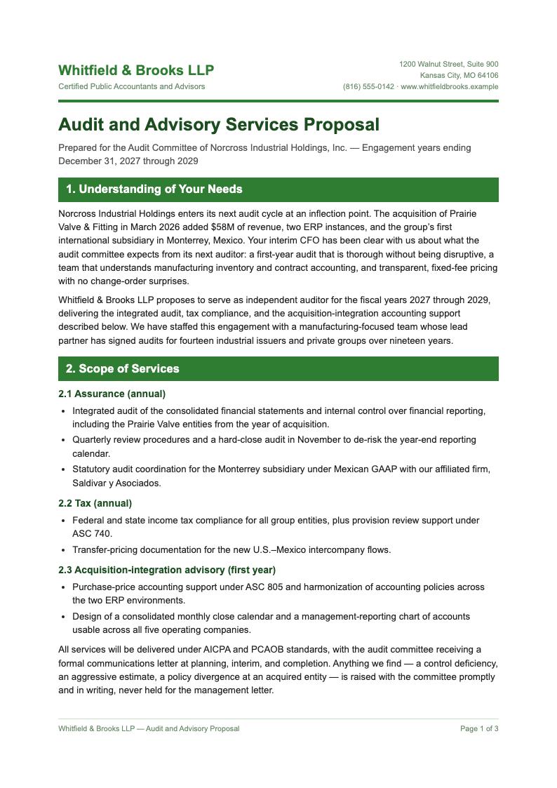 Financial statement business proposal